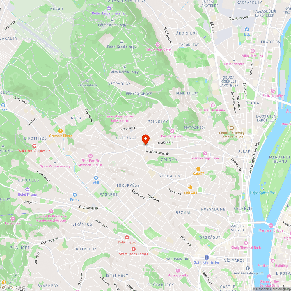 Rosszul beállított lámpa - Csatárka/Pitypang/Zöldlomb utca bejelentés helye