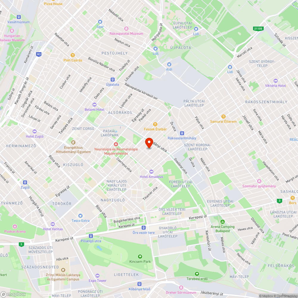 Nyereg utca kátyú bejelentés helye