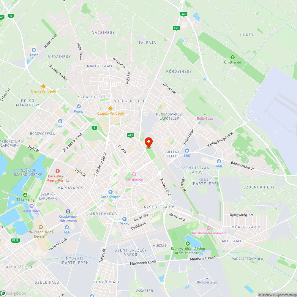 Hibás reflektor és kandeláber a Vasútkertben bejelentés helye