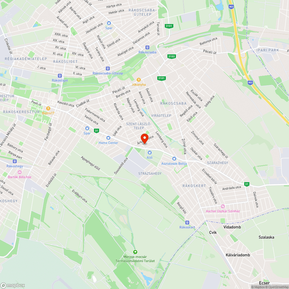 Pajta utcai kátyúk bejelentés helye