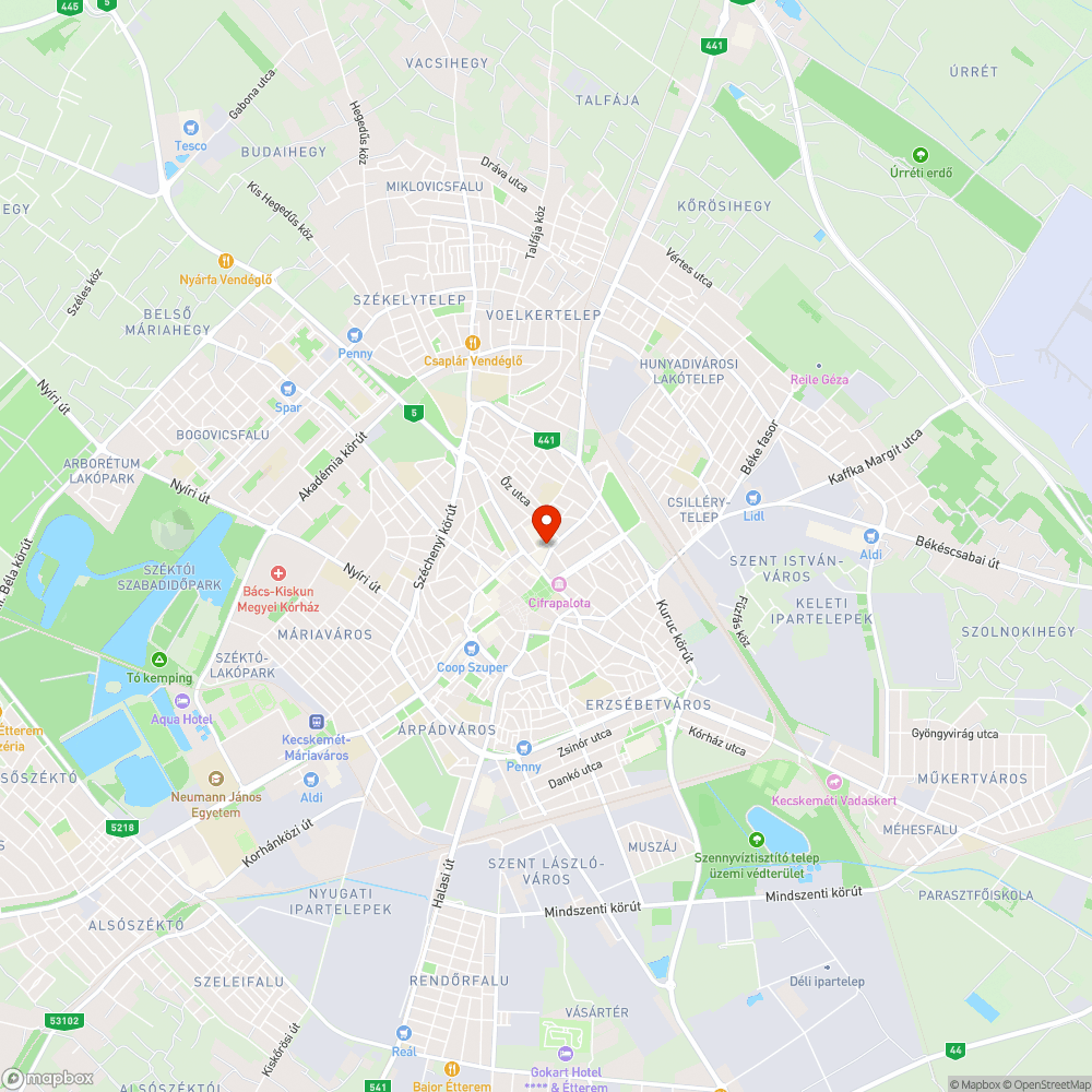 Kátyú a Piaccsarnoknál bejelentés helye