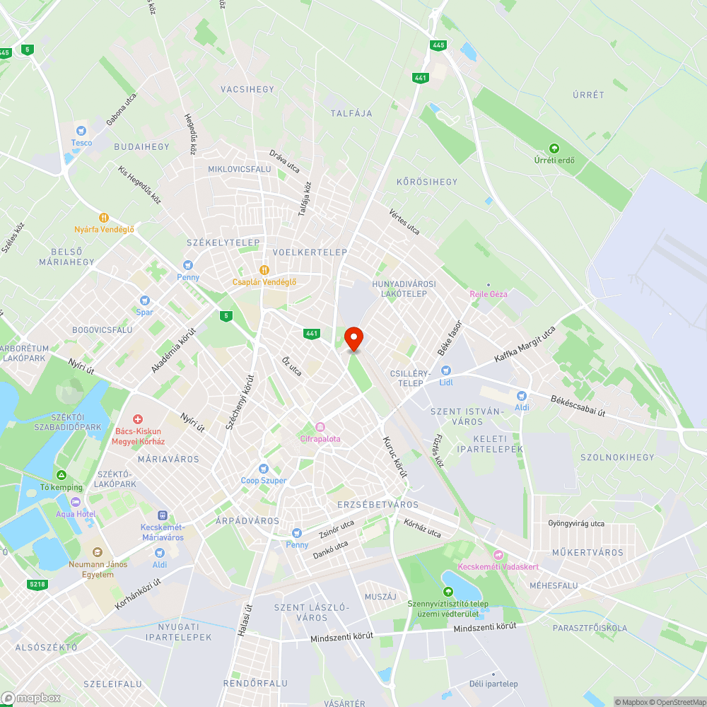 Életveszélyes, kiszáradt fák a Vasútparkban bejelentés helye