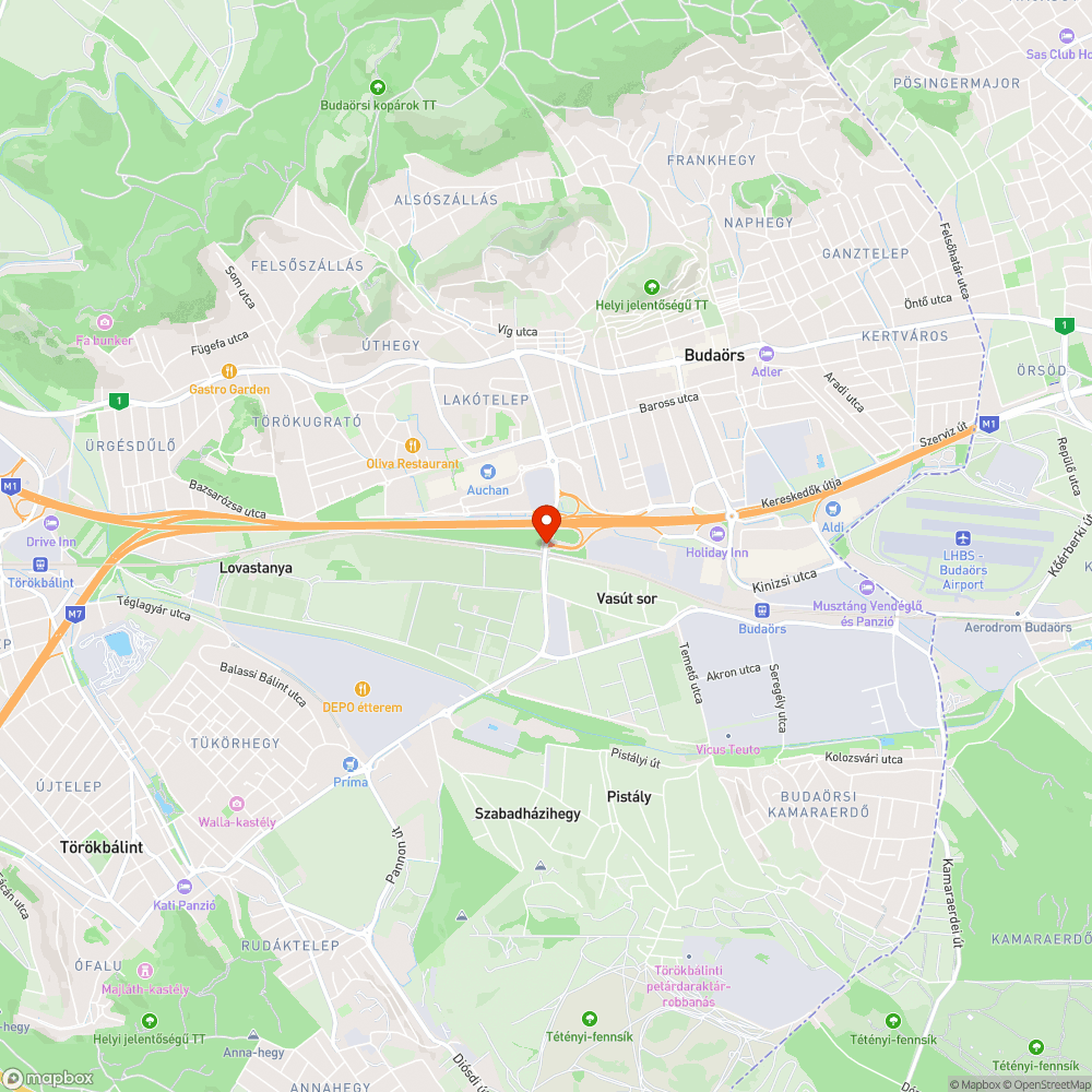 Budaörs határán, több kátyú és út megsülyedés bejelentés helye