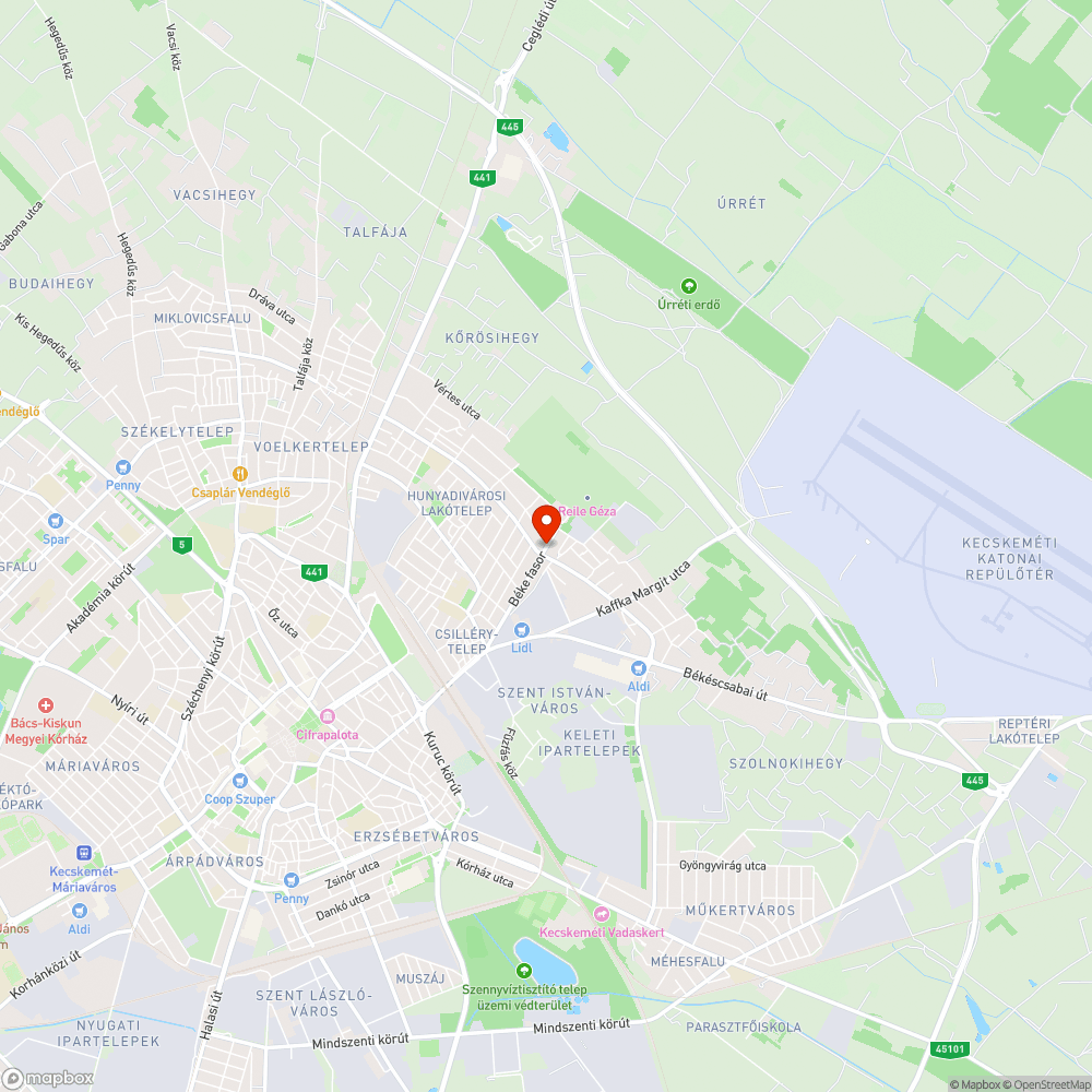 Balesetveszélyes buszmegálló bejelentés helye