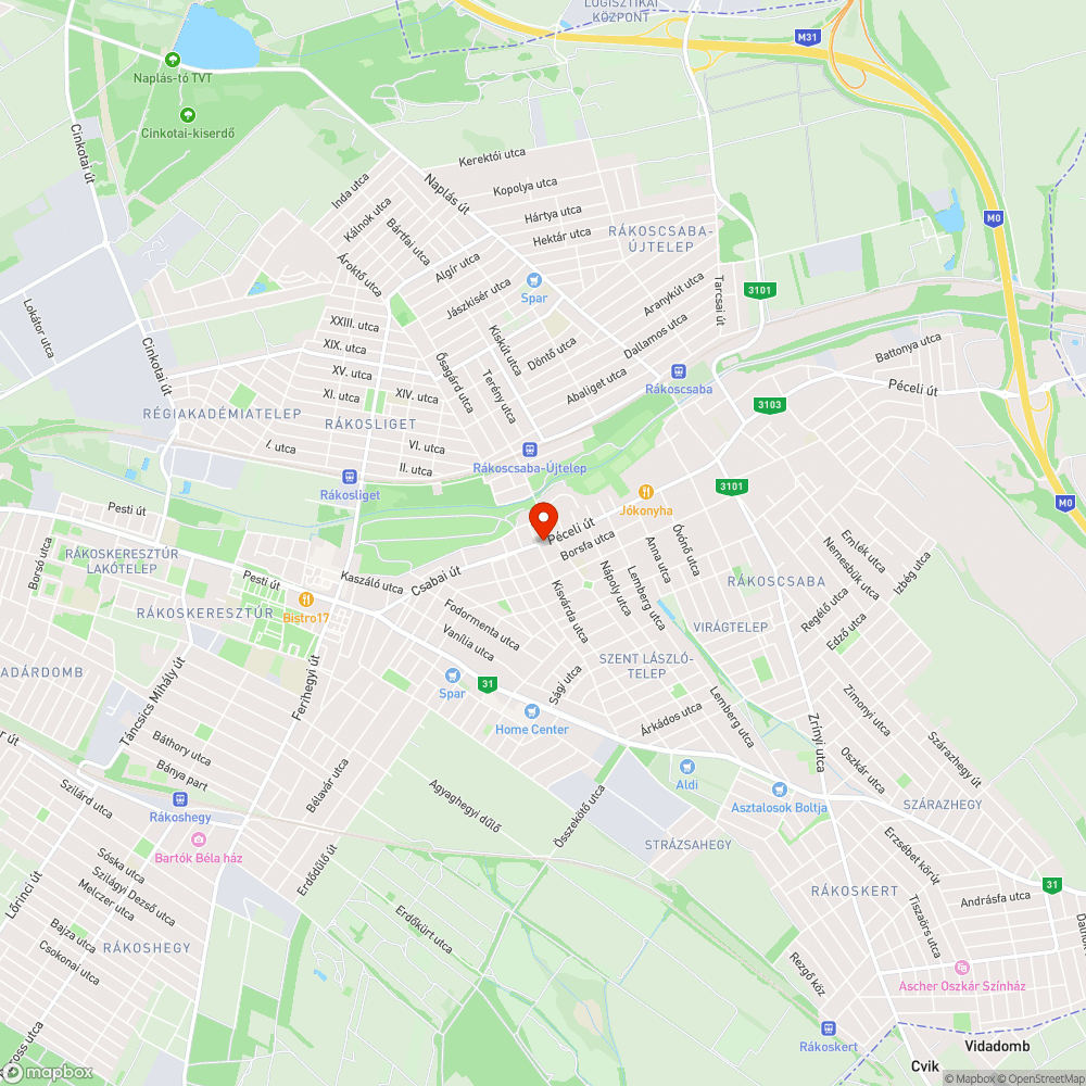 Rákoscsaba járda bejelentés helye