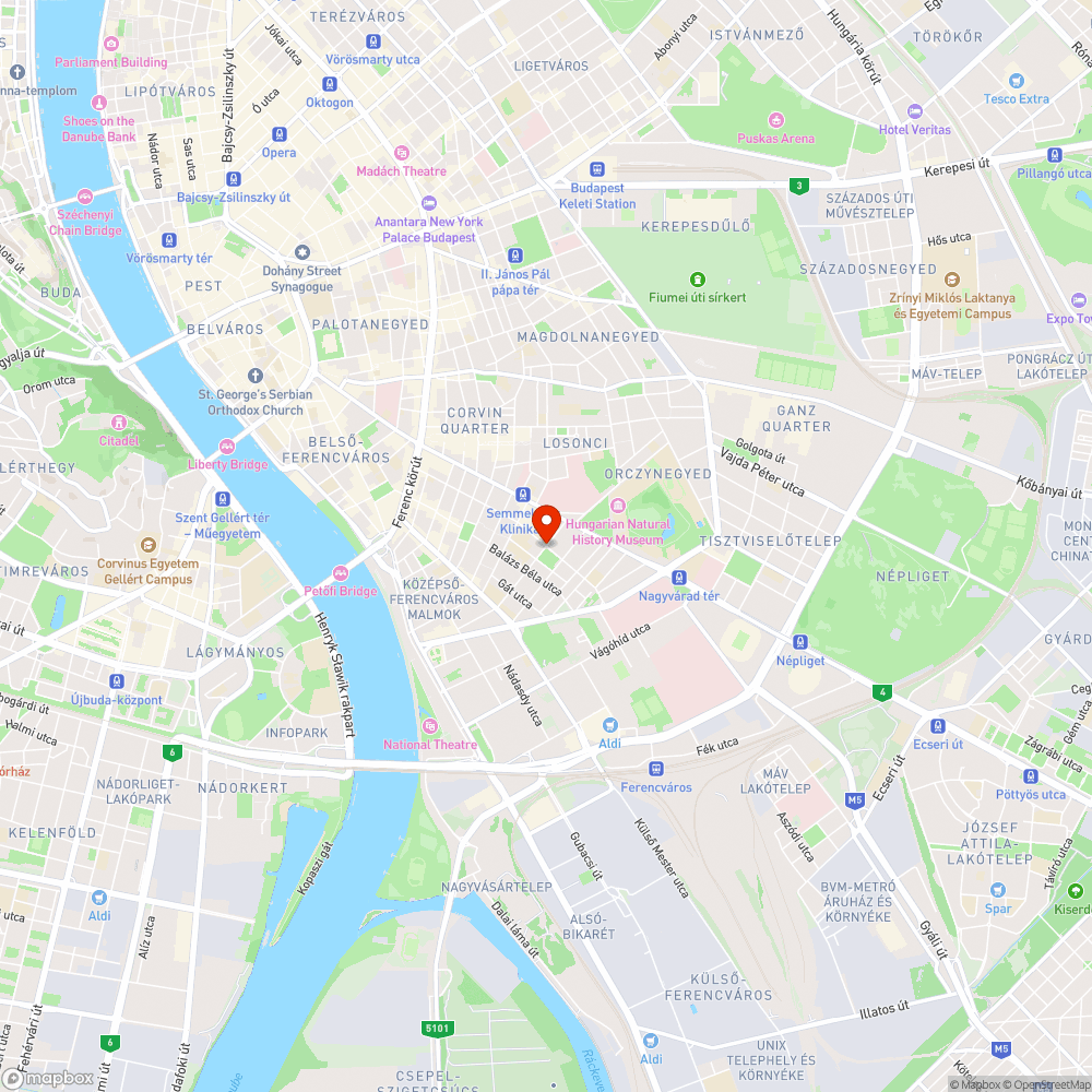 Tűzoltó utca - Lenhossék utca tükör elmozdult bejelentés helye