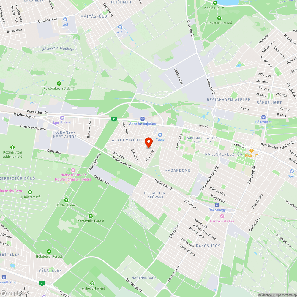 Zöld alagút az 516. utcában... bejelentés helye