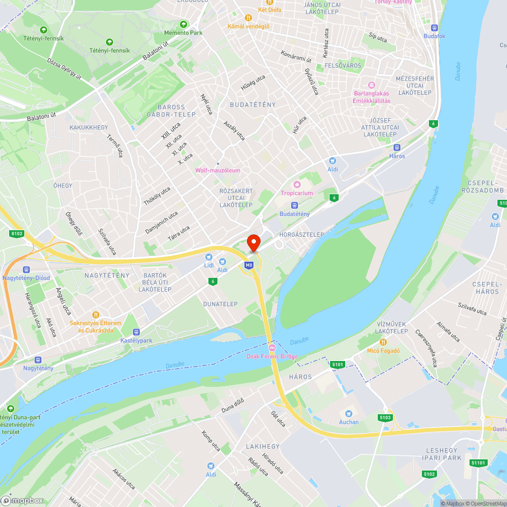 Bp. 6. főút kivezető - jelzőlámpa M0 felhajtó Szeged irányába bejelentés helye