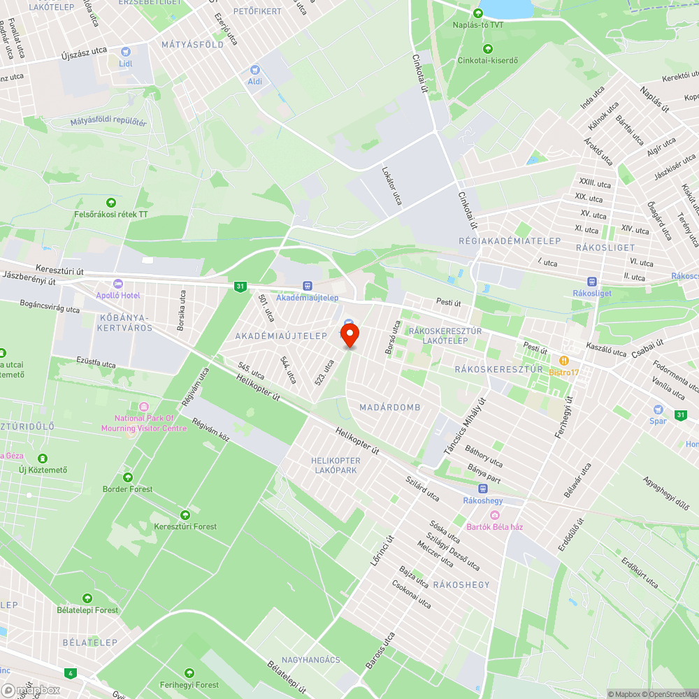 Veszélyes buszmegálló bejelentés helye