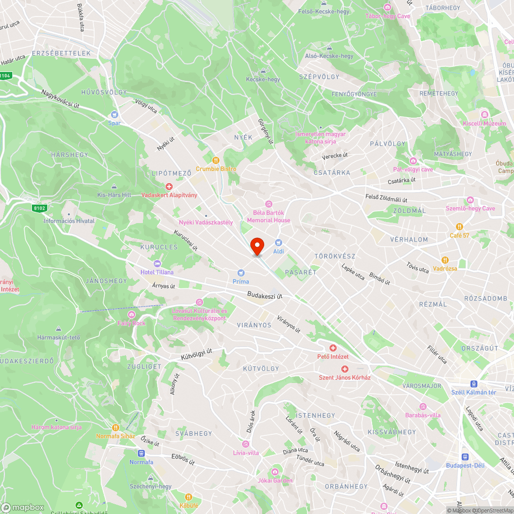 Kelemen László utcai lámpa bejelentés helye