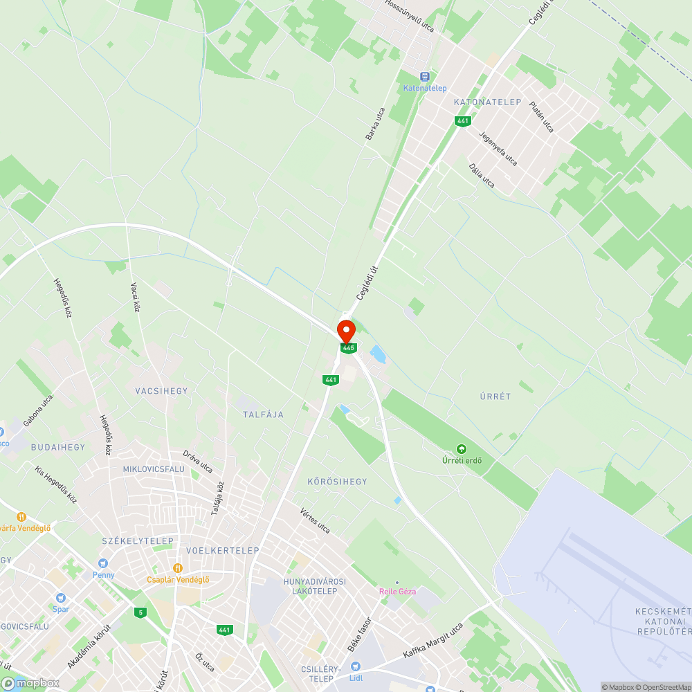 Leszakadt útszélek az új északi elkerülőn (445.út) bejelentés helye