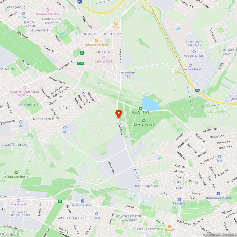 Rákosliget és Cinkota összekötési út (Cinkotai út folytatása) bejelentés helye