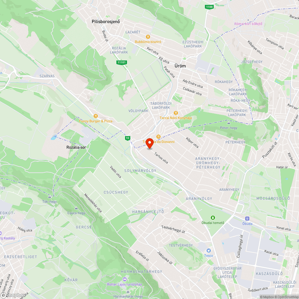 Kátyútenger a Tarhos utcában bejelentés helye