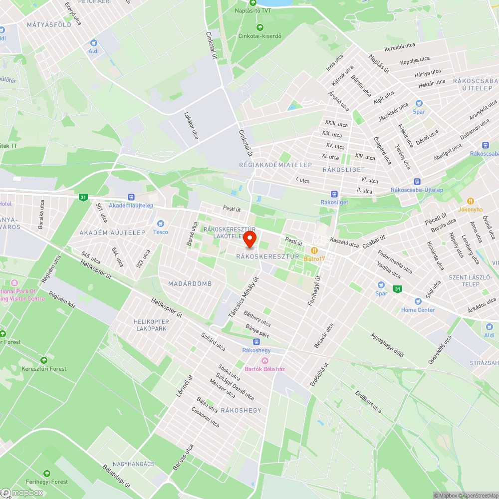 Kombinált úthiba bejelentés helye