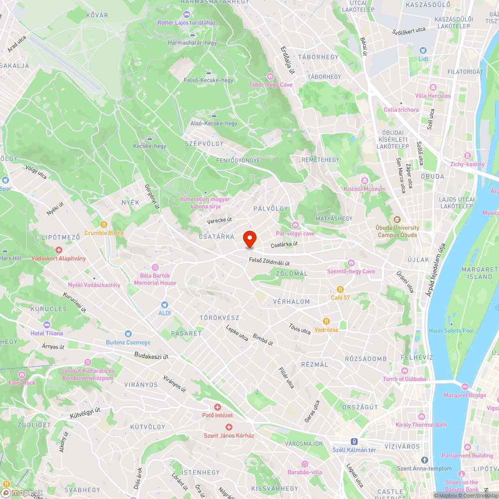 Rosszul beállított lámpa - Csatárka/Pitypang/Zöldlomb utca bejelentés helye