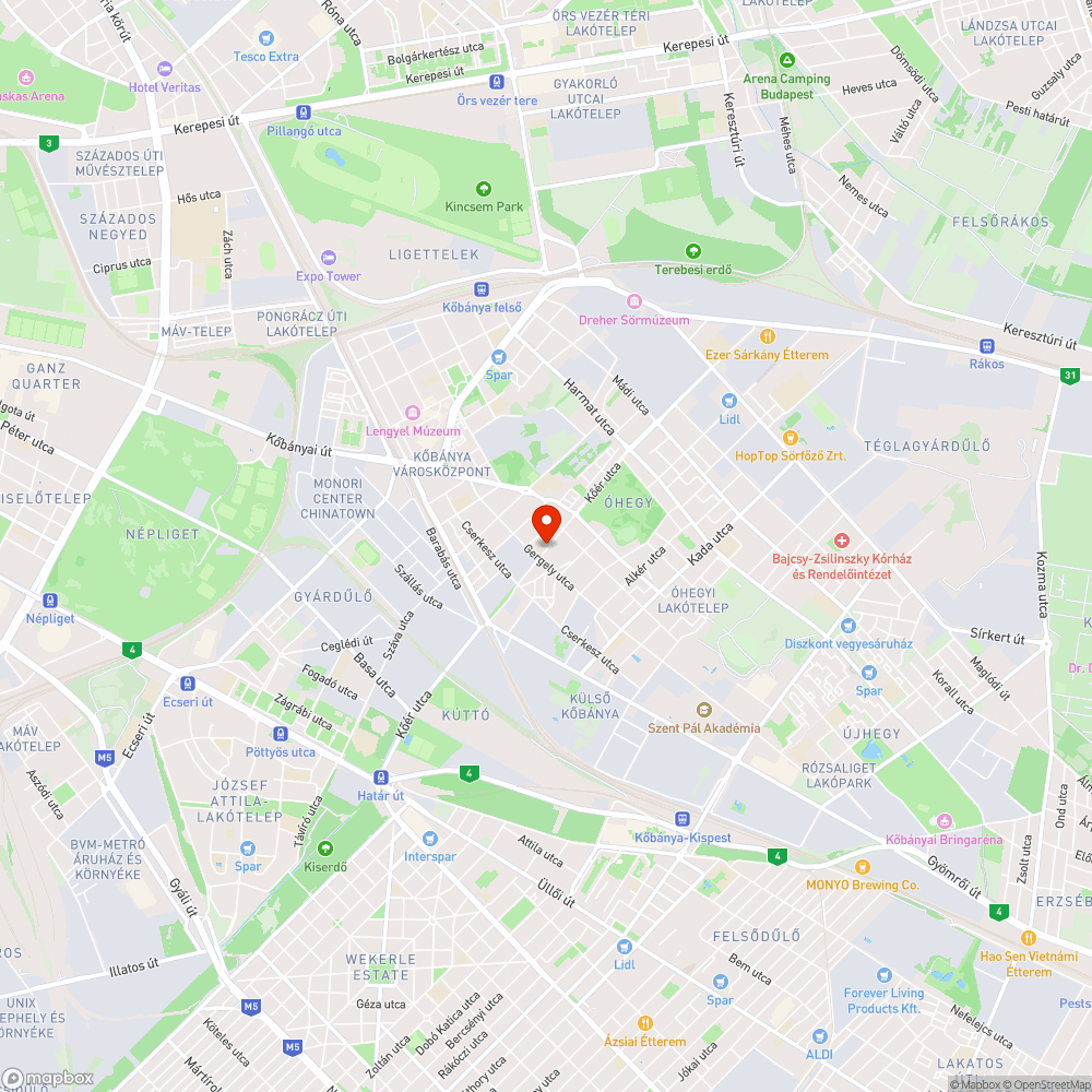 Kőér utcai szemétdomb bejelentés helye