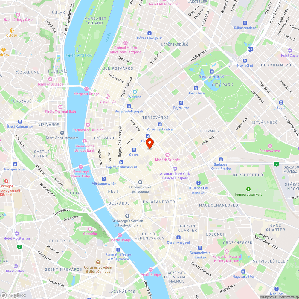 Király utca 24. előtti járdakátyú bejelentés helye