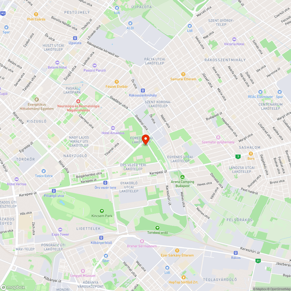 Kátyú a Füredi lakótelepen bejelentés helye