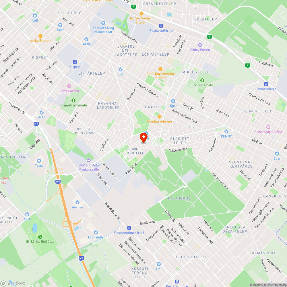 Méretes kátyú a Gloriett lakótelepen bejelentés helye