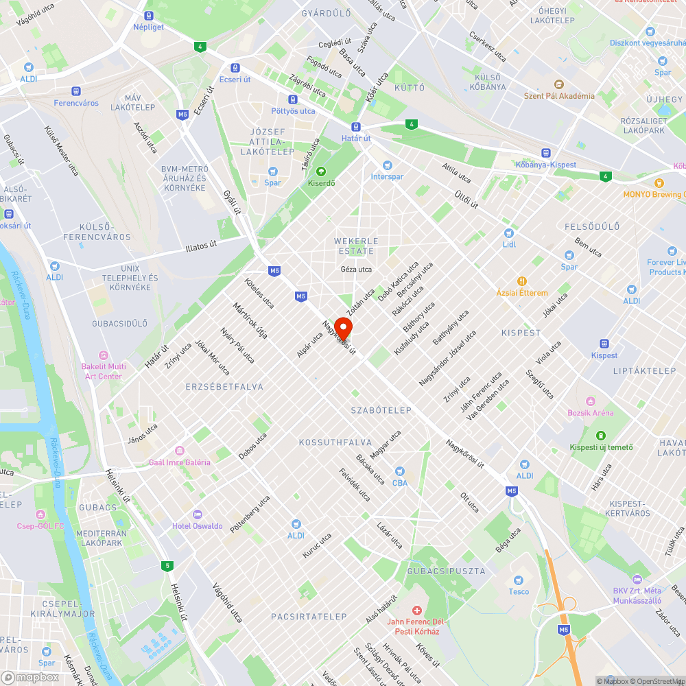 XX. Nagykőrösi út 85. festékbolt előtt bejelentés helye