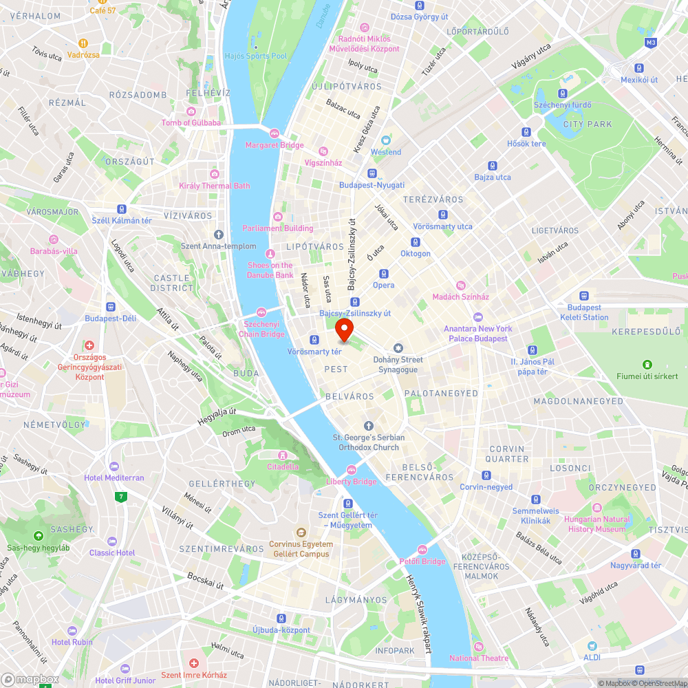 Törött pad a Belvárosban bejelentés helye