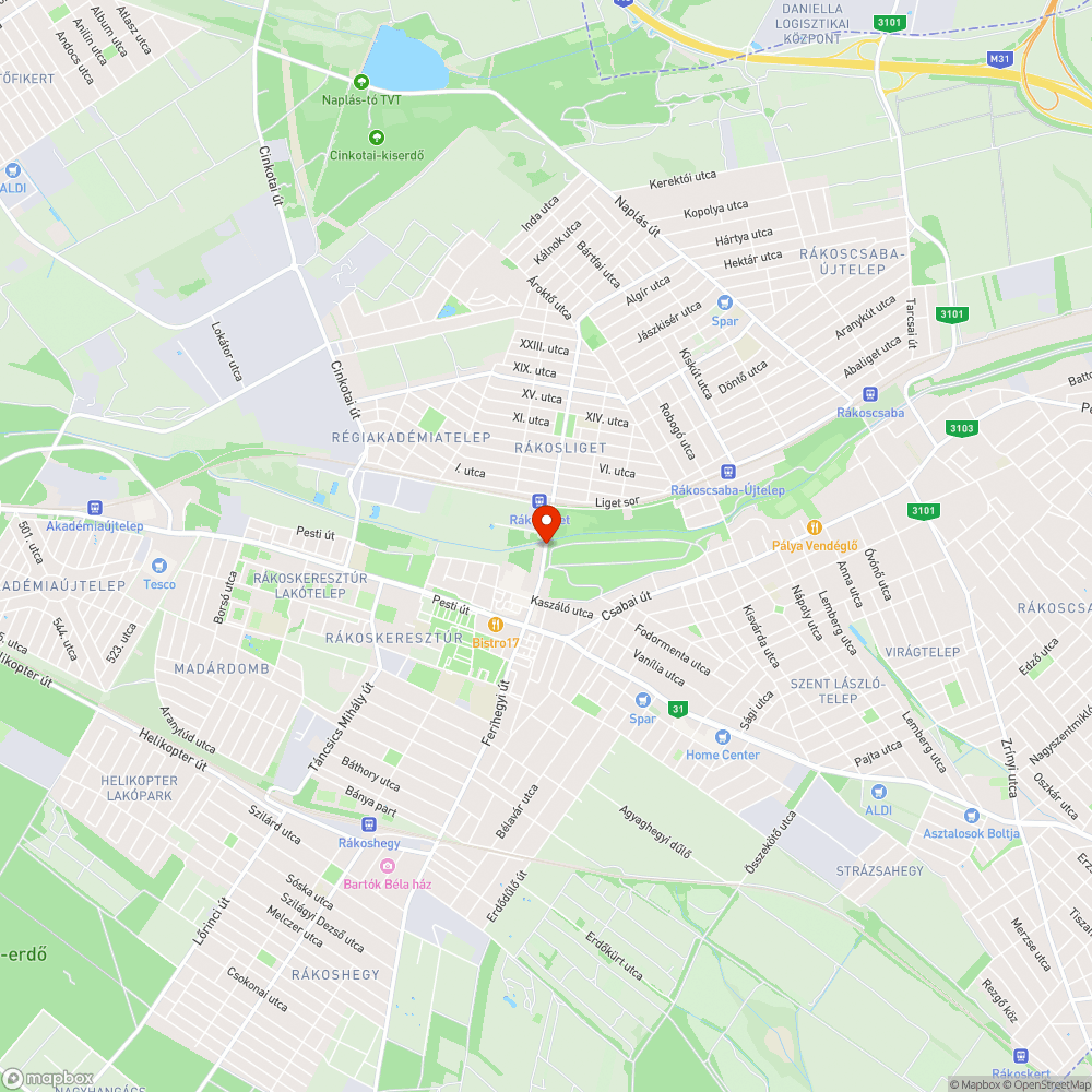 Rákos-patak menti kerékpár utat jelző piktogram bejelentés helye