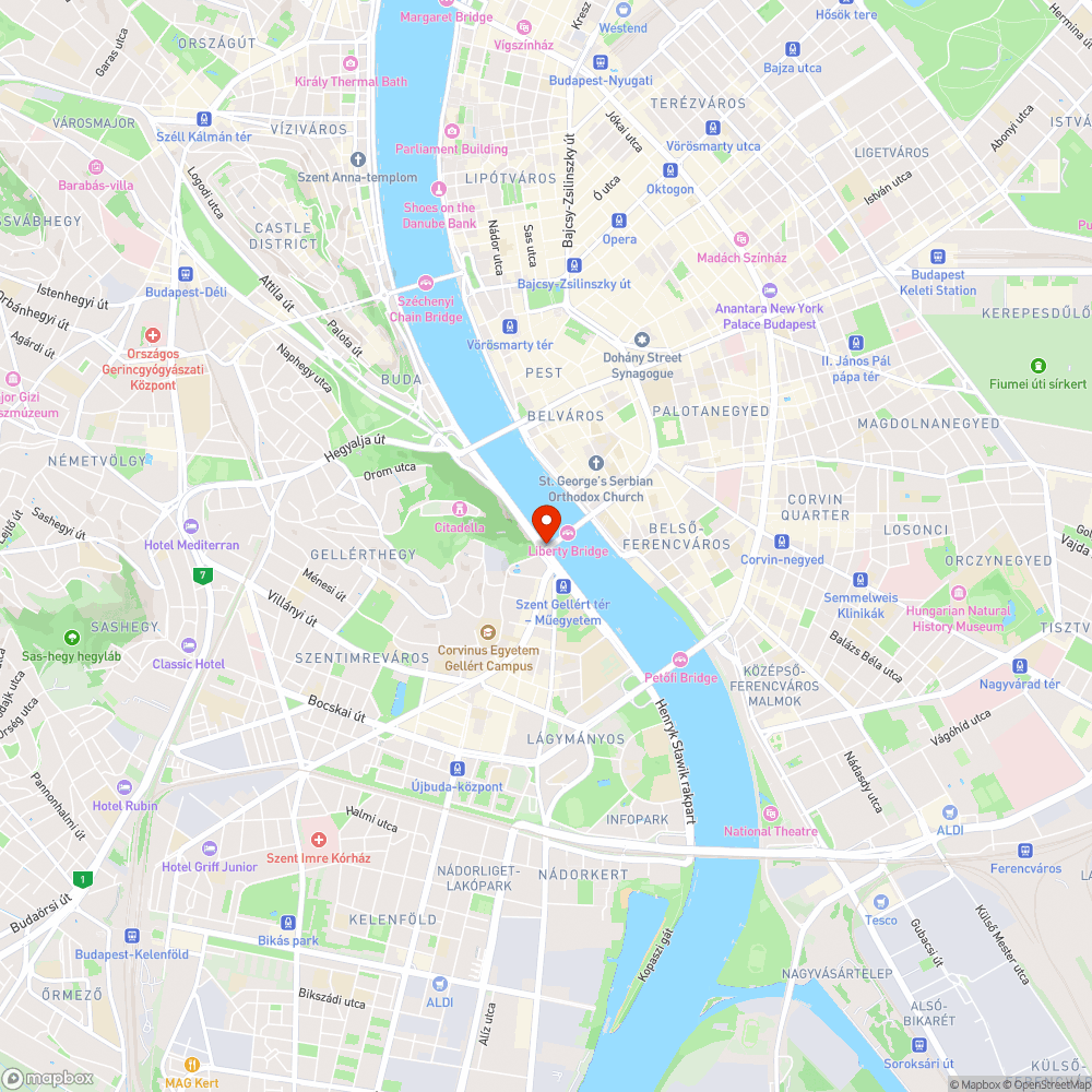 Szabadság híd, budai hídfő - graffiti bejelentés helye