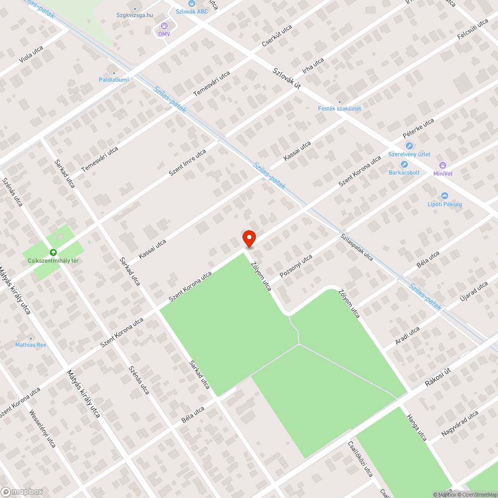 Szent Korona utca járda nincs, de szemét és gyorshajtó igen bejelentés helye