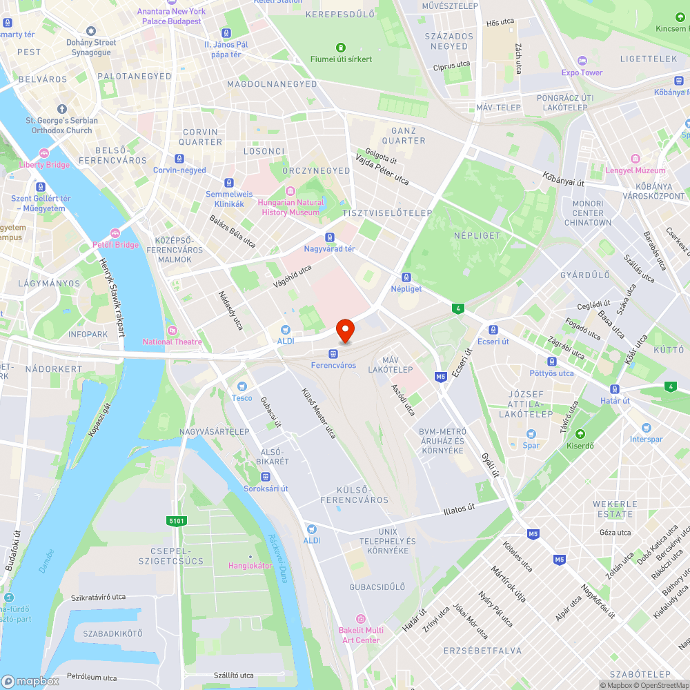 Ferencvárosi Fék utcai javitott kátyú bejelentés helye