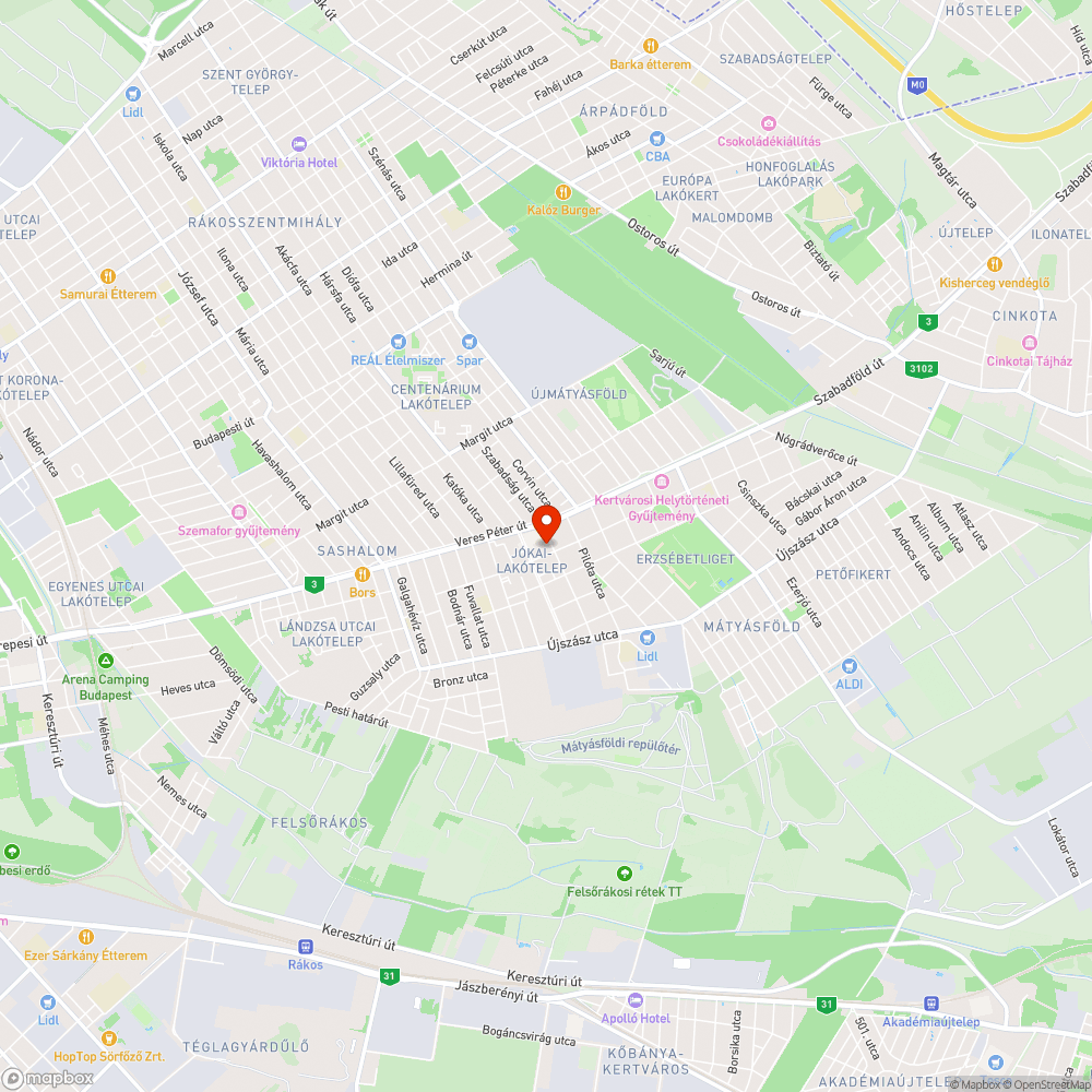 Kátyúk a Barbara utcában I. bejelentés helye