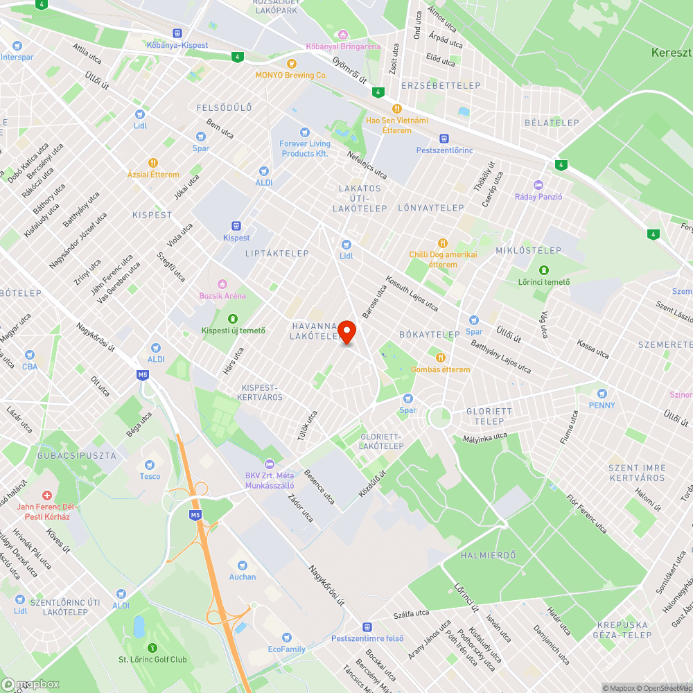 XVIII. ker. Barta Lajos u. - Baross u. - veszélyes a járda bejelentés helye