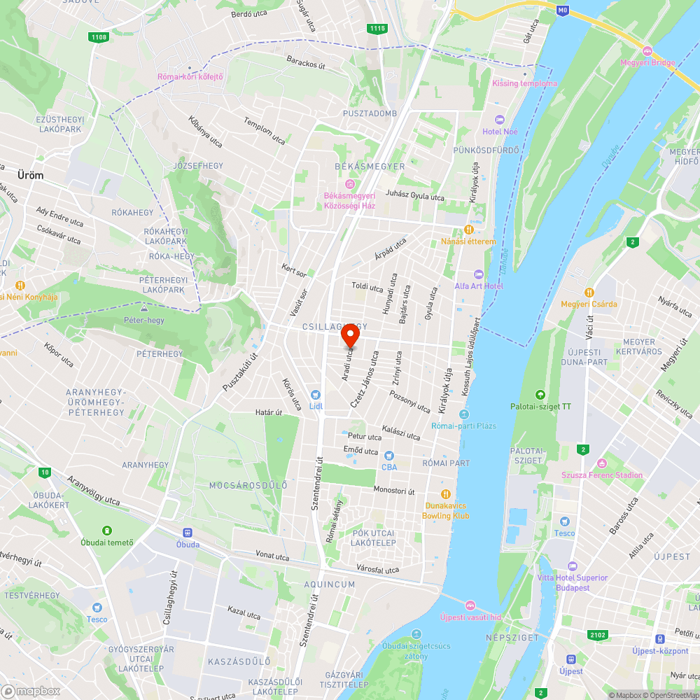 Kacsaúsztató Csillaghegyen az Aradi utcában bejelentés helye