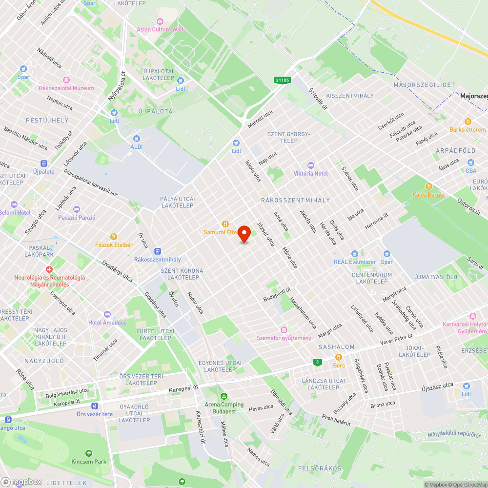 Kátyúk (XVI. ker. Szent Korona utca) bejelentés helye