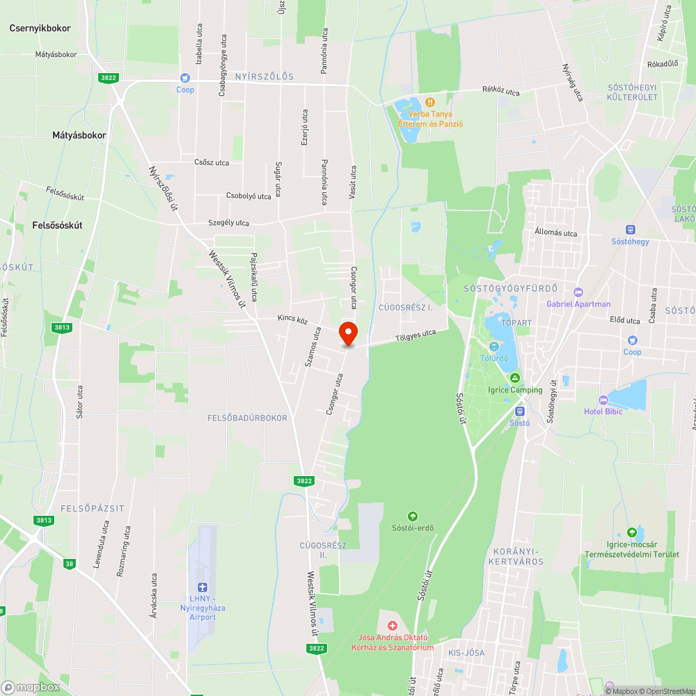 Kiégett közvilágítás bejelentés helye