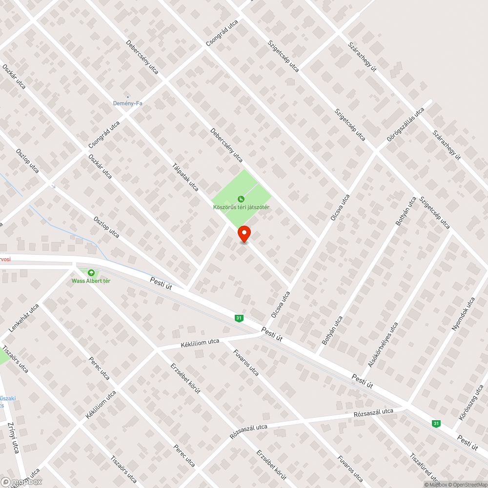 az ELMŰ által levágott és el nem szállított faágak bejelentés helye