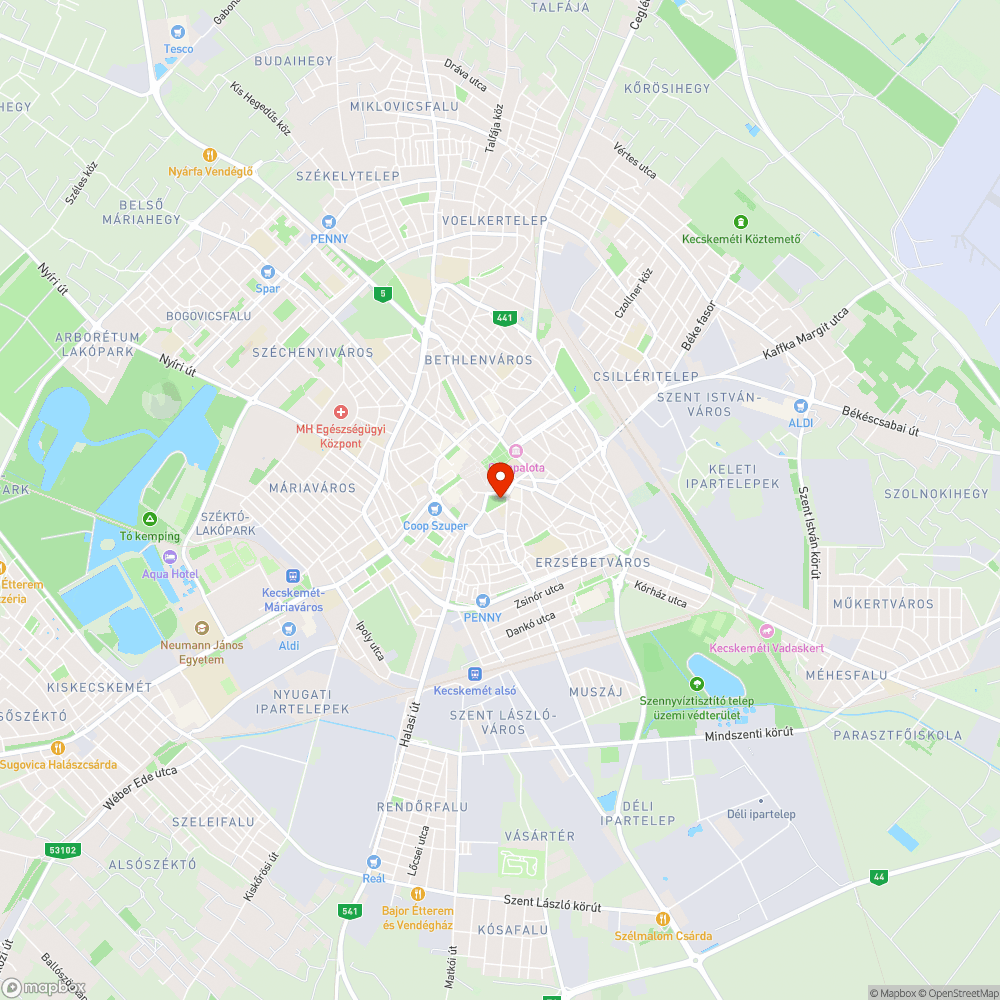 Hibás reflektor a Katona József téren. bejelentés helye