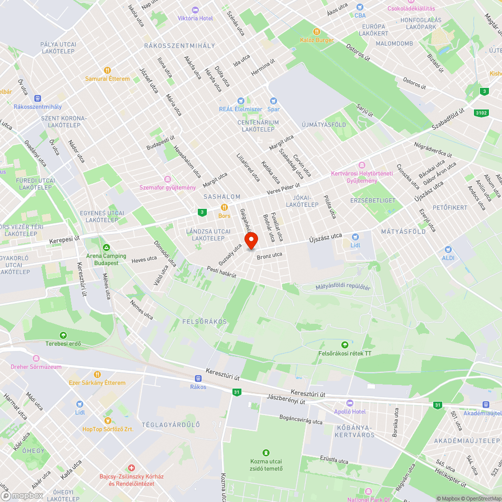 Kátyú (Újszász utca) bejelentés helye