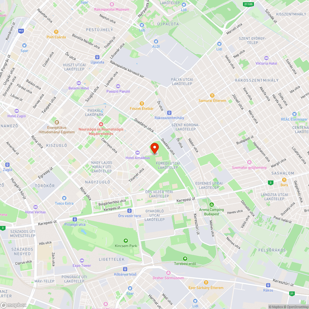 Újváros park - Pöttöm park óvoda - kitört oszlop bejelentés helye