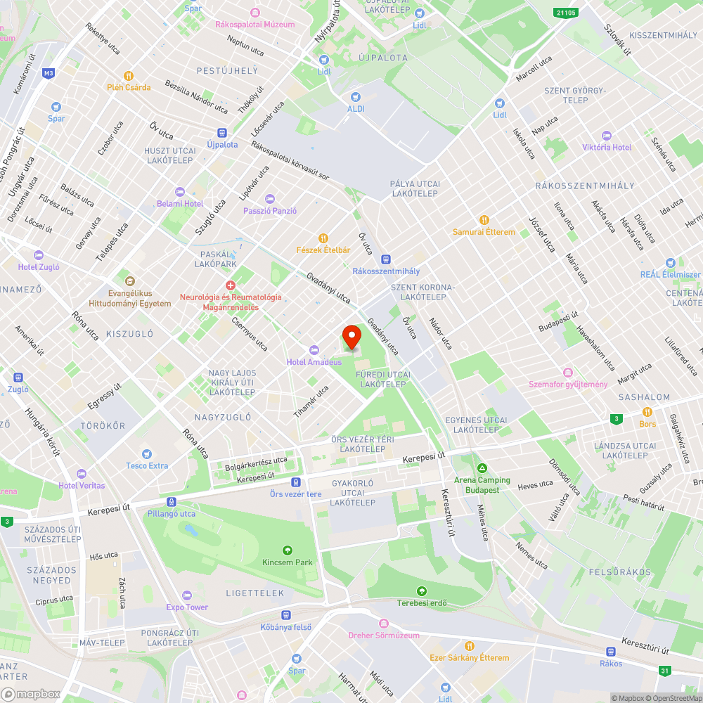 Kitört oszlop - Zugló, Tihany utca 42-44. tömb sarka bejelentés helye