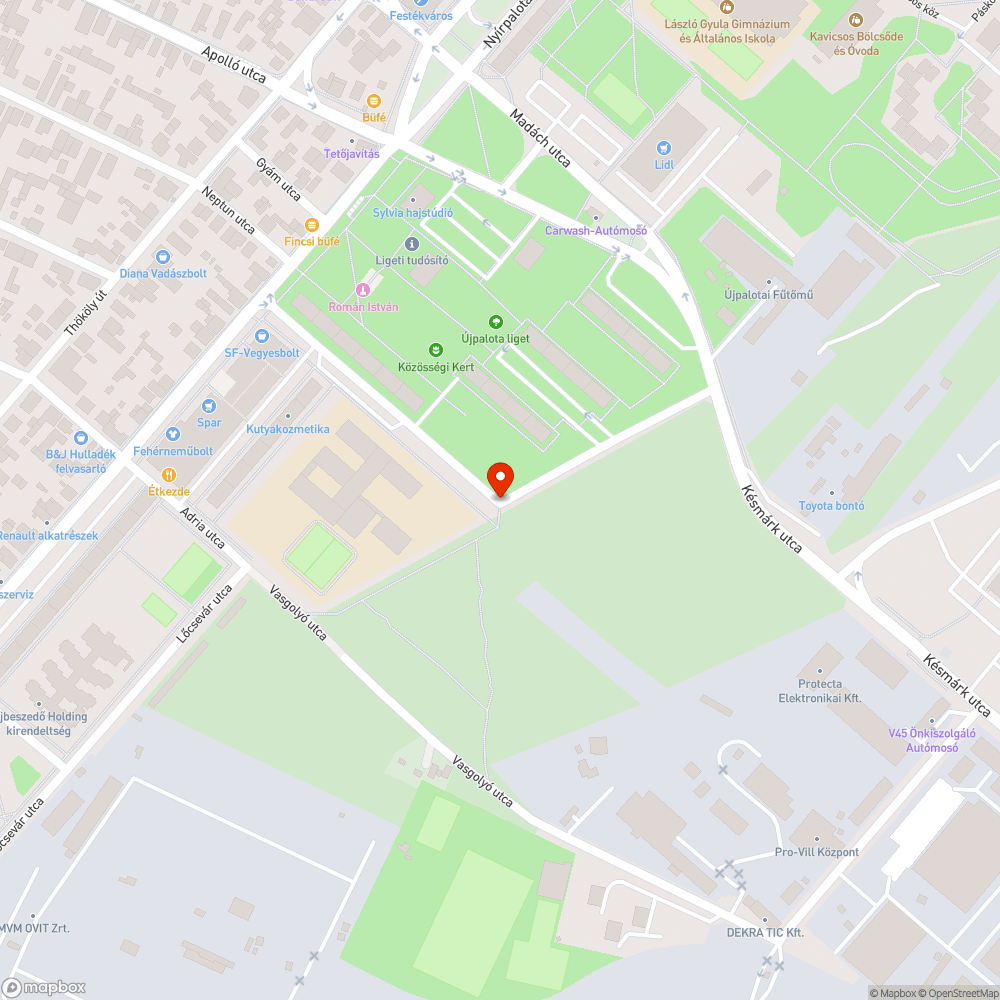 Veszélyes útszakasz, iskola miatt forgalmas helyen bejelentés helye