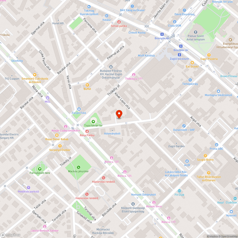 XIV. kerület - Bosnyák utca bejelentés helye