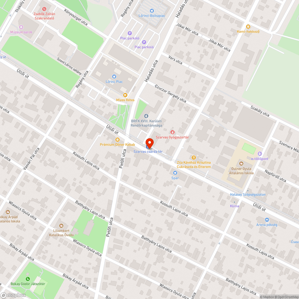 Szarvas csárda tér buszmegálló bejelentés helye