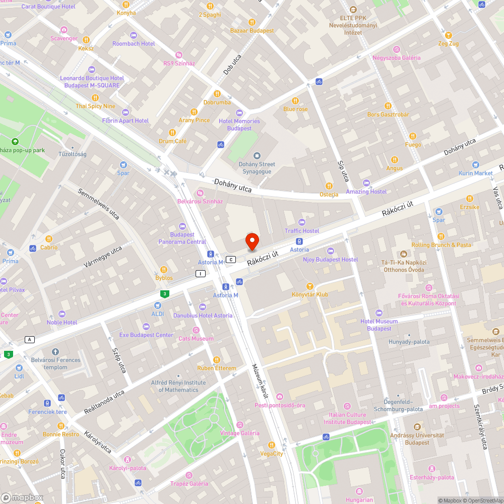 több kátyú Astoria buszmegállóban bejelentés helye