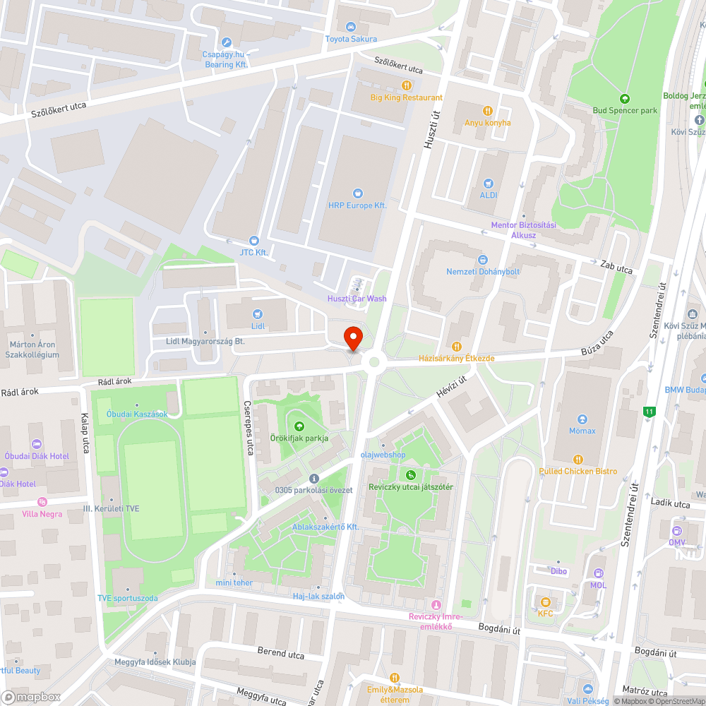 Széjjelrombolt gyalogosátkelőhely bejelentés helye