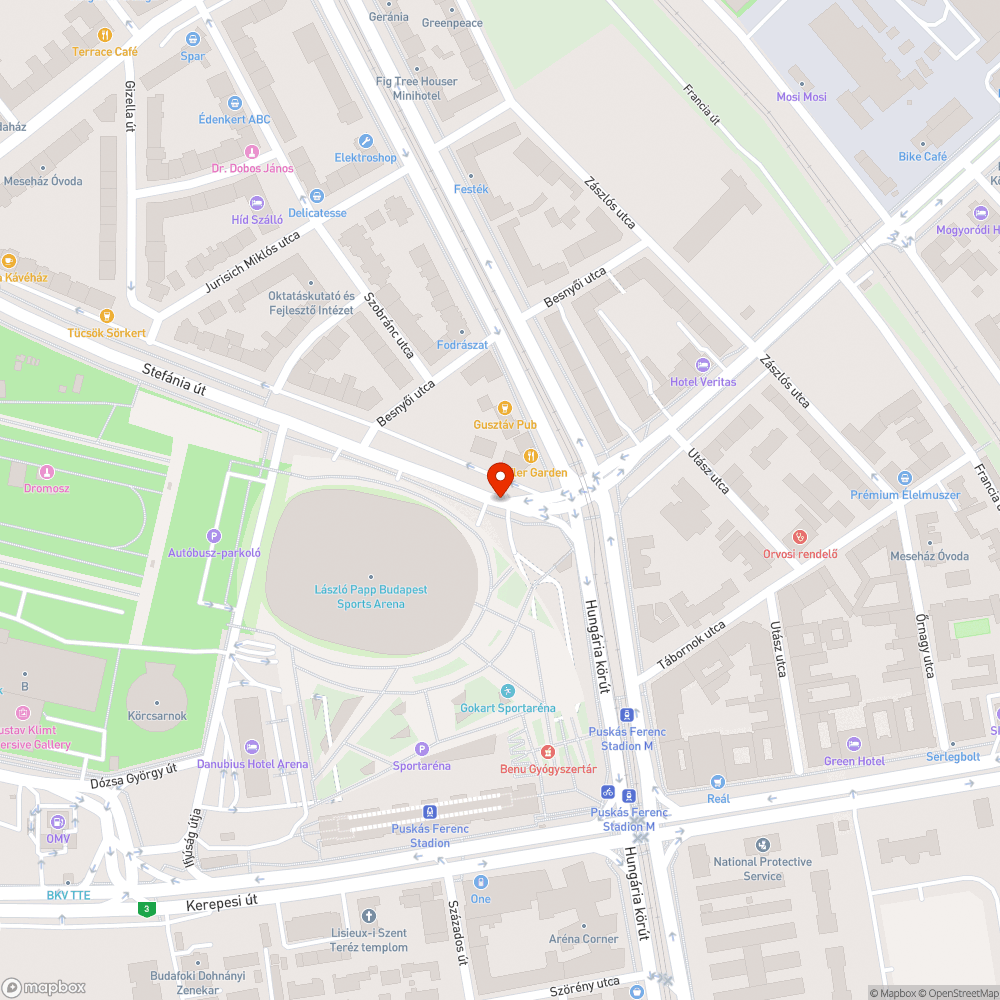 Puskás Ferenc Stadion Volánbusz pályaudvar bekötő bejelentés helye