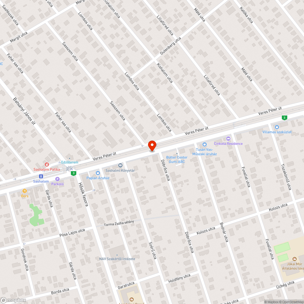 Veres Péter úti kerékpárút hibái bejelentés helye