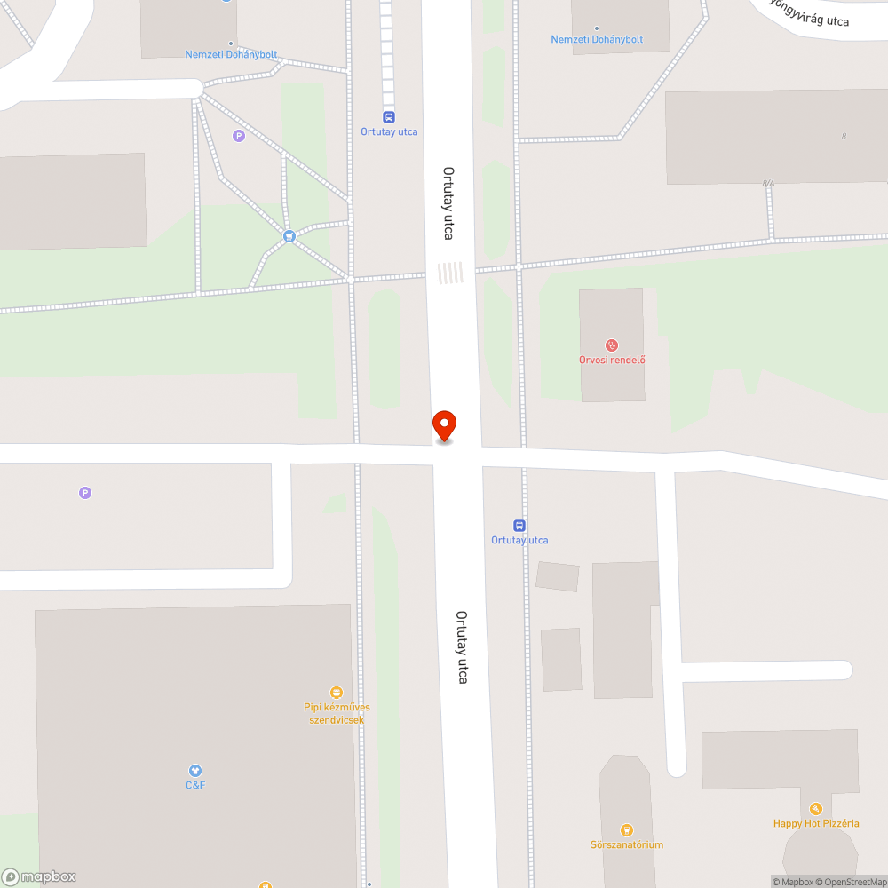 Kátyú az Ortutay utca egyik kereszteződésénél bejelentés helye