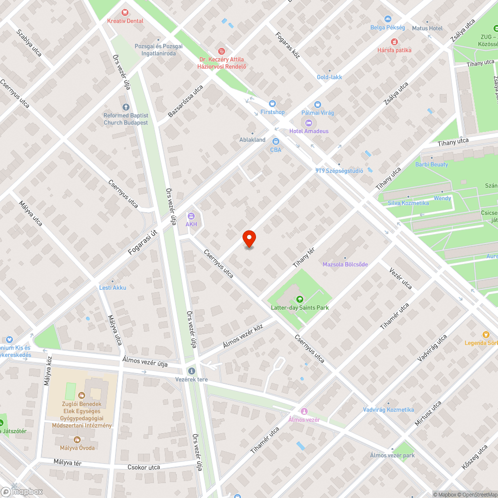 Kátyú az úton bejelentés helye