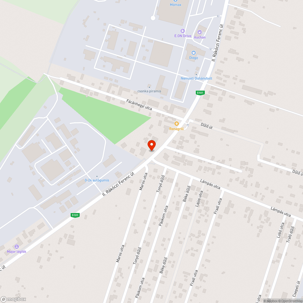 Csepel II. Rákóczi Ferenc és Lámpás u kereszteződés bejelentés helye