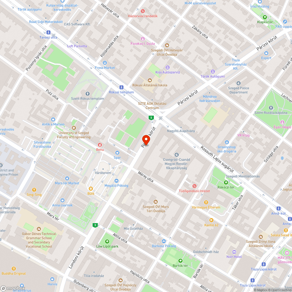 Sérült útburkolat a víznyelő körül - Párizsi krt. 38. bejelentés helye